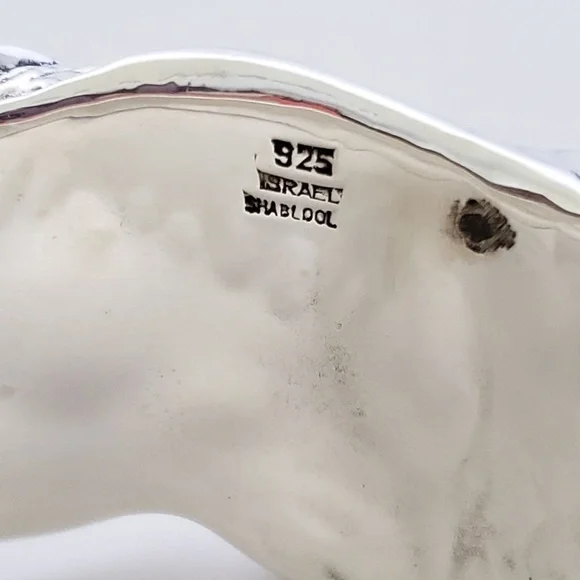 Shablool 925 Sterling Silver Textured Bangle Bracelet 8.25" - Picture 6 of 11